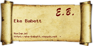 Eke Babett névjegykártya